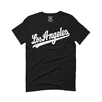 VICES AND VIRTUES White Los Angeles California Cali LA Retro Script Fonts Baseball for Men T Shirt