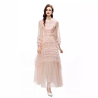 Women's Slim Sheath Formal Gowns and Evening Dresses(Petite and Regular), Red/Pink Sequin Retro Mesh Long