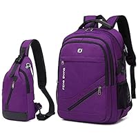 Large Laptop Backpack 17.3 inch Waterproof Travel College Backpack Bookbag,Crossbody Sling Bags for Men & Women Business Backpack Dark Purple