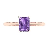 1.05 ct Radiant Cut Solitaire Genuine Simulated Alexandrite 4-Prong Stunning Classic Statement Ring 14k Rose Gold for Women
