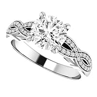 Mois Excellent Round Brilliant Cut 2.32 Carat, Moissanite Diamond Promise Rings, 4-Prong Set, Eternity Sterling Silver Ring, Valentine's Day Jewelry Gift, Customized Ring for Her