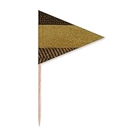 Fabric Flax Triple Bar Brown Toothpick Triangle Cupcake Toppers Flag