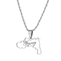 Tigray Region Map Flag Of Ethiopia Pendant Necklaces Gold Hollow Maps Jewelry For Men Women Girls