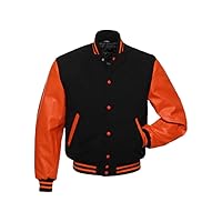 Mens Varsity Letterman Baseball Bomber Jacket | Stylish Black Lightweight Jackets for Fashion | Letterman Bomber Jacket