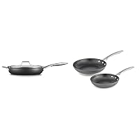 Calphalon Premier Hard-Anodized Nonstick 12-Inch Frying Pan with Lid & Nonstick Frying Pan Set with Stay-Cool Handles, Dishwasher and Metal Utensil Safe, PFOA-Free, 8- and 10-Inch, Black