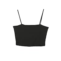 Crop Top Solid Tank Top for Women Summer Backless Basic Spaghetti Strap Blouse Sleeveless Cropped Vest (Black,4XL)