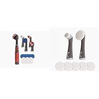 Rubbermaid Reveal Cordless Battery Power Scrubber Home Kit, 18 Pieces, Red & Cleaning Power Electric Scrub Brush Microfiber Refill Kit, 8 Pieces, Red/Gray