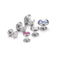 Painful Pleasures Titanium Skin Anchors 16g Solid Piece Dermal Implant Single Point Piercing - 5mm Gem Top - 2.0mm - Crystal - 5mm