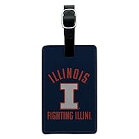 University of Illinois Official Logo Rectangle Leather Luggage Card ID Tag