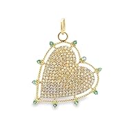 Beautiful Heart Diamond Emerald 925 Sterling Silver Charm Pendant,Designer Heart Silver Diamond Emerald Charm,Handmade Pendant Jewelry,Gift