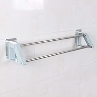 Double Towel Rack Towel Rail 60Cm, Multi-Color Optional Punch-Free Easy to Install Bathroom Kitchen Rack Brown/Blue