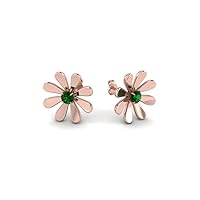 Choose Your Gemstone 18k Rose Gold Plated Daisy Flower Stud Earring Round Shaped Sparkling Dainty Floral Pattern Casual Wear Daily Wear Accessories Modern Design for Womens, Girls and Ladies