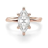 1 CT Marquise Moissanite Engagement Ring Colorless VVS1 10K 14K 18K & 925 Sterling Silver Daimond Accent Promise Rings Anniversary Wedding Bridal Ring Valentine Gift For Her