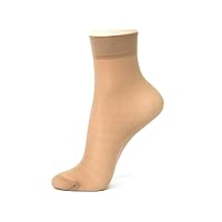 Women's Ankle High Nylon Socks Sheer Thin Elastic Short Tight Hosiery Stocking Beige(10 Pairs Pack)
