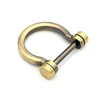 CRAFTMEMORE D-Rings Screw in Shackle Horseshoe D Ring DIY Key Holder Purse Accessory for 3/4 Inch Strap 4 pcs(Brushed Brass)