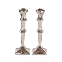 Melody Jane Dolls Houses Dollhouse 2 Silver Candlesticks Square Base Miniature Dining Room Accessory