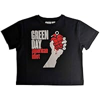 Green Day Crop Top T Shirt American Idiot Band Logo Official Womens Black