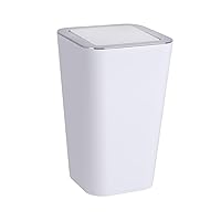 WENKO Small Trash Can with Swing Top Lid, Mini Waste Basket, Stylish Garbage Bin for Bathroom, Bedroom, Kitchen, 1.6 Gallon, 7.1 x 11.2 x 7.1 in, White