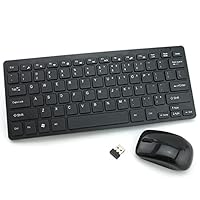Wireless Keyboard and Mouse Combo, Compact Small Keyboard Mouse Set with 2.4G USB Receiver, Slim Portable Keyboard and Silent Wireless Mouse for Laptop, Computer, Desktop, PC, Windows (Black)