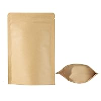 (Price/50 PCS) Muka 50 PCS Kraft Food Storage Pouch Bag Foil Lined Zip Lock Reusable Stand Up Bags-1oz