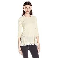 Jolt Women's L/S Knit Top with Lace Hem and Tie Back
