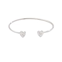 Alex and Ani AA734722SS,Hearts and Crystal Accents Flex Cuff,Shiny Silver,Silver, Bracelets
