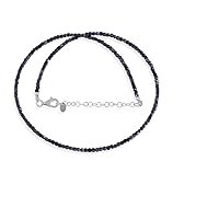 Blue Sapphire Necklace, 3 mm Minimalist Gemstone Necklace, Fancy Shape Pearl Jewelry, September Birthstone