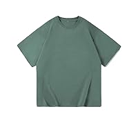 ExtFine% Cotton -Shirts for Men Oversized Basic Shirt Drop-Shoulder Tshirt Streetwear Tops Tee