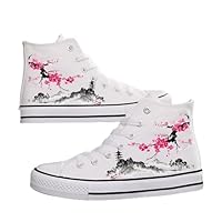 Ink Bamboo High-Top Canvas Sneakers-Couples' Ethnic Leisure Shoes