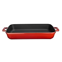 Lava Signature Enameled Cast-Iron - 5-1/4 quart - 10 x 16 inch Roasting - Baking Pan, Cayenne Red