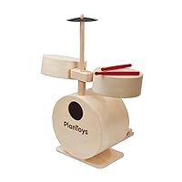 PlanToys Wooden Drum Instrument Set (6440) | Sustainably Made from Rubberwood and Non-Toxic Paints and Dyes