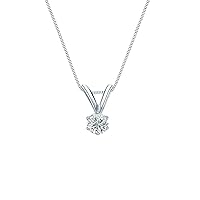 ERAA Jewel 1 CT Round Colorless Moissanite Engagement Pendant, Wedding Bridal Pendant, Eternity Sterling Silver Solid Diamond Solitaire -Prong Anniversary Promise Gifts for Her