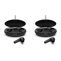 Belkin Wireless Earbuds, SOUNDFORM Move True Wireless Bluetooth Earphones with Touch Controls, IPX5 Certified, Sweat and Water Resistant with Deep Bass for iPhone, Galaxy, and More - Black (Pack of 2)