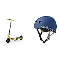 Segway Transformer C8 Kids Electric KickScooter Bumblebee Limited Edition-180W Motor & 80Six Dual Certified Kids Bike, Skate, and Scooter Helmet, Navy Matte, Small/Medium - Ages 8+