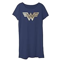 Wonder Woman 2020 Metallic Logo Girl's Tee Dress, Navy Blue, X-Small