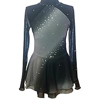 White Mesh Gradient Color Hazy Beauty Long-Sleeved Ice Figure Skating Dress