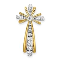 ABHI 2.00 CT Round Cut Diamond Cross Pendant Necklace 14K Yellow Gold Over Free Chain for Women's