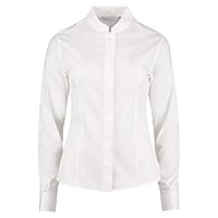 Womens/Ladies Mandarin Collar Fitted Long Sleeve Shirt (8 US) (White)