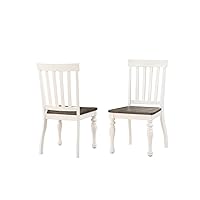 Farmhouse Style Dining Scooped Wood Seat White Finish, Set of 2 Side Chair, 20
