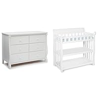 Universal 6 Drawer Dresser with Interlocking Drawers - Greenguard Gold Certified, White & Eclipse Changing Table with Changing Pad, White