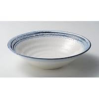 Noodle Plate, Pasta Plate, Nagori Snow Ripple 8.0 Pot, 10.3 x 2.8 inches (26.2 x 7 cm), Japanese Tableware, Sake Cup, Restaurant, Inn, Commercial Use