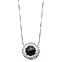 15mm Chisel Titanium Brushed and Polished With Black Ceramic Necklace 18 Inch Jewelry for Women