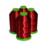 4-Cone Metallic Polyester Core Embroidery Thread Kit - RED - 1100 Yards - 40wt