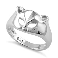 925 Sterling Silver Cat Mask Women Stacking Ring
