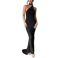 Women Summer Bodycon Maxi Dress Y2k Spaghetti Strap Low Cut Backless Long Dress Chic Cocktail Club Party Tank Dress