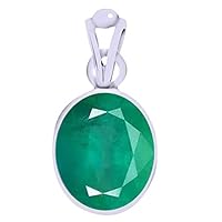 Ramneek Jewels Divya Shakti 6.25-6.50 Carats Emerald Pendant/Locket (PANNA Stone Silver Pendant) 100% Original AAA Quality Gemstone