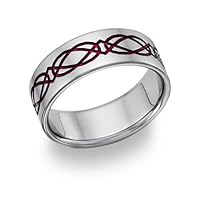 Titanium Celtic Wedding Band Ring in Red