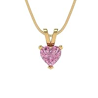 Clara Pucci 0.5 ct Heart Cut Stunning Genuine Pink Simulated Diamond Solitaire Pendant Necklace With 16
