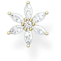 Thomas Sabo H2196-414-14 Women's Single Stud Earrings Gold Flower White Stones 925 Sterling Silver, Sterling Silver, Not applicable