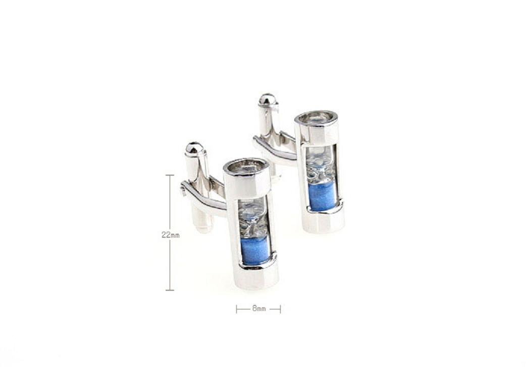 MRCUFF Sand Timer Hourglass Blue Steampunk Sandtimer Pair Cufflinks in Presentation Gift Box & Polishing Cloth